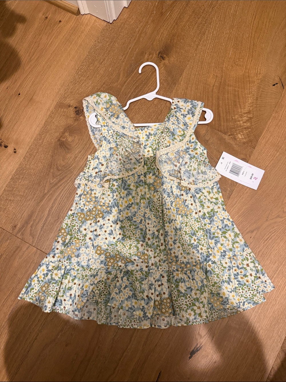Bonnie Jean Floral Ruffle Dress - Blue, Yellow, Green